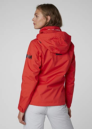Helly Hansen W Crew Hooded Midlayer Chaqueta Impermeable, Cortavientos y Transpirable, con Capucha, Mujer, Rojo (Alerta), M
