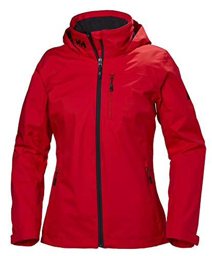 Helly Hansen W Crew Hooded Midlayer Chaqueta Impermeable, Cortavientos y Transpirable, con Capucha, Mujer, Rojo (Alerta), M