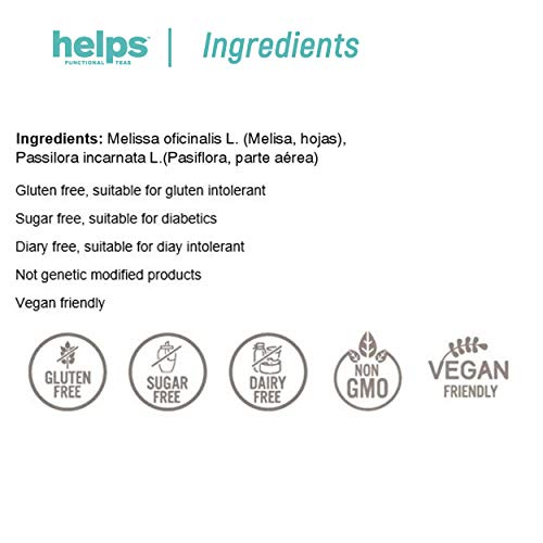 HELPS INFUSIONES - Infusión Relax Ecológica De Melisa Y Pasiflora. Té Relajante Orgánico Que Ayuda A Dormir. Caja De 20 Bolsitas.