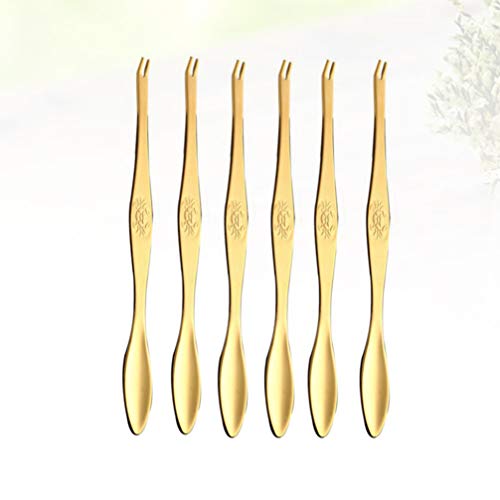 Hemoton Herramientas de Mariscos de Acero Inoxidable 6 Piezas de Tenedores de Mariscos para El Cangrejo de Langosta Tenedor de Cangrejo para Herramientas de Mariscos (Dorado)