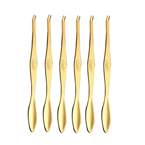 Hemoton Herramientas de Mariscos de Acero Inoxidable 6 Piezas de Tenedores de Mariscos para El Cangrejo de Langosta Tenedor de Cangrejo para Herramientas de Mariscos (Dorado)