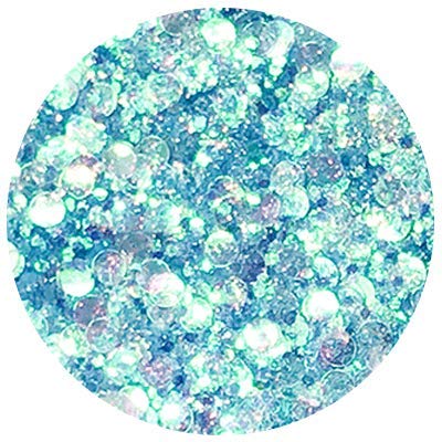 Hemway - Purpurina gruesa en polvo - Ideal para pelo, piel, cara, barba y uñas - Para decoración, manualidades, postales y fiestas - Efecto sirena - Azul y oro rosa