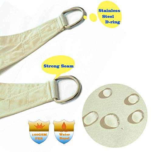 HENG FENG Toldo Vela de Sombra PES Rectangular 3 x 4 m Protección Rayos UV Impermeable Resistente a la Intemperie para Patio Exteriores Jardín Color Beige
