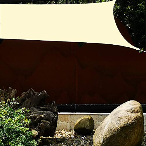 HENG FENG Toldo Vela de Sombra PES Rectangular 3 x 4 m Protección Rayos UV Impermeable Resistente a la Intemperie para Patio Exteriores Jardín Color Beige