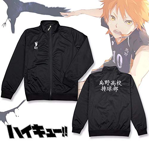 hengGuKeJiYo Cosplay Uniforme Anime Chaqueta Haikyuu Karasuno High School Voleibol Club Negro Ropa Deportiva Abrigo Pantalones Superiores