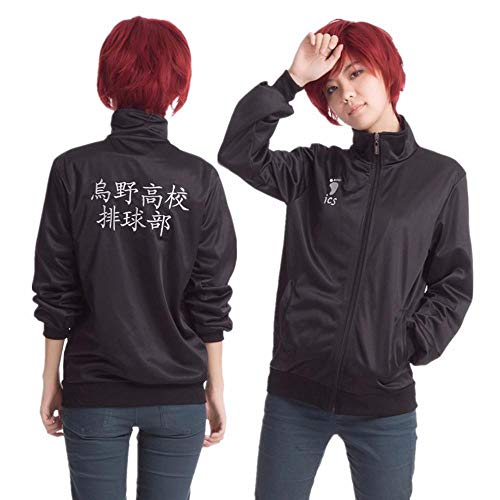 hengGuKeJiYo Cosplay Uniforme Anime Chaqueta Haikyuu Karasuno High School Voleibol Club Negro Ropa Deportiva Abrigo Pantalones Superiores
