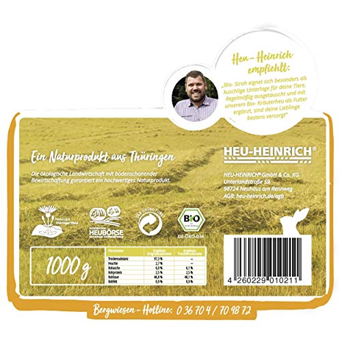 Heno de Heinrich® 6 x 1 kg bio – Paja – einstreu suave para su casa Animales