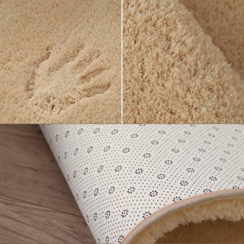 HEQUN Alfombra Antideslizante Alfombras/Alfombra Shaggy de la Sala de Estar súper Blandas Alfombra Peluda mullida para el hogar Deco Comedor Dormitorio Niños (Marrón Claro, 100x160cm)