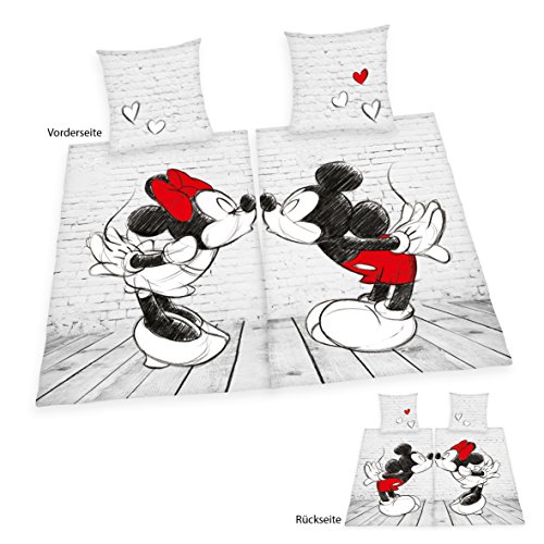Herding Mickey & Minnie Partnerpack Juego de Cama, algodón, weiß, 135 x 200 cm, 2 Unidades
