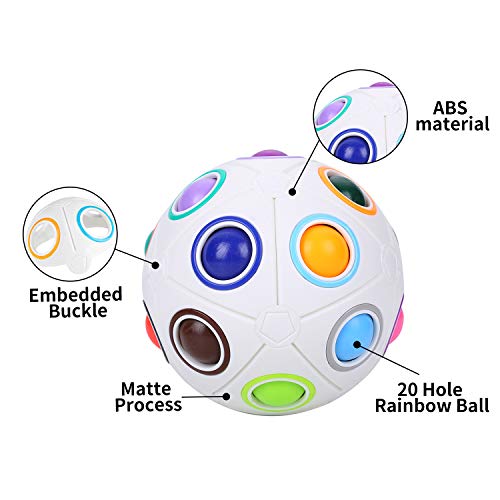 Herefun Magic Ball, Bola de Arco Iris Bola de Arco Iiris Magic Rainbow Cube Spherical Cube Puzzle Rompecabezas Juguetes Educativos para Niños Adult Stress Reliever