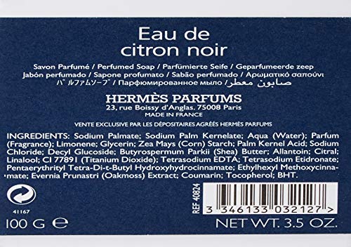 Hermes Eau de Citron Noir - Jabón perfumado, 100 g, color negro