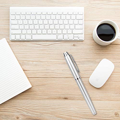 Hermoso bolígrafo (acero inoxidable) y bolígrafo de gel, recarga oleosa, el mejor regalo de bolígrafo para hombres y mujeres, oficina administrativa profesional (Dorado/Plateado/Azul)