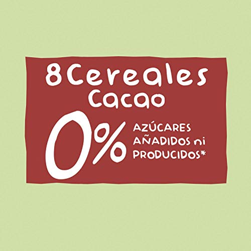 Hero Baby - Papilla de 8 Cereales con Cacao sin Azúcares Añadidos, para Bebés a Partir de los 12 Meses - Pack de 6 x 340 g