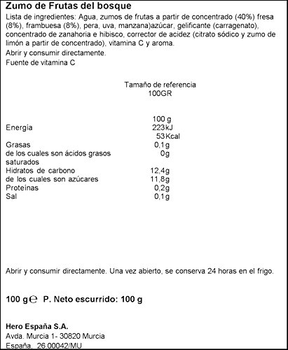 Hero - Bolsita De Fruta Nanos  gelatina Frutas Del Bosque 100 gr - Pack de 9 (Total 900 grams)