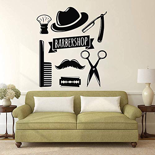 Herramientas De Barbería Etiqueta De La Pared Cara Peluquería Ventana Poster Estilo De Peinado Cabello Hombre Barba Barbería Decoración 70 * 80Cm