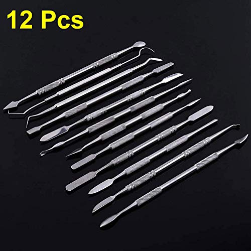 Herramientas de Escultura de Cera de Acero Inoxidable 12pcs, Herramientas de Modelado de Escultura de Cerámica por Poweka