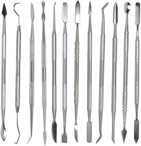 Herramientas de Escultura de Cera de Acero Inoxidable 12pcs, Herramientas de Modelado de Escultura de Cerámica por Poweka