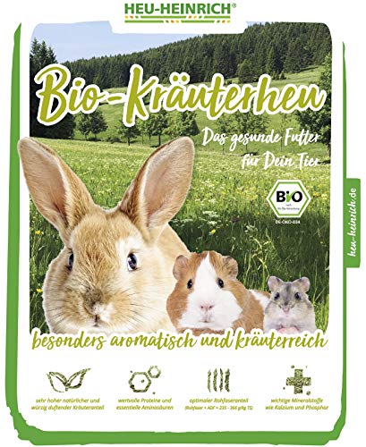 Heu-Heinrich® 4 x 1 kg Bio – Bergwiesen – Hierbas Héroes del parque natural Turingia Bosque para conejos cobayas roedores