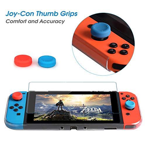 HEYSTOP Carcasa Nintendo Switch, Funda Nintendo Switch con Protector de Pantalla para Nintendo Switch Console y Joy Cons con 6 Agarres para el Pulgar