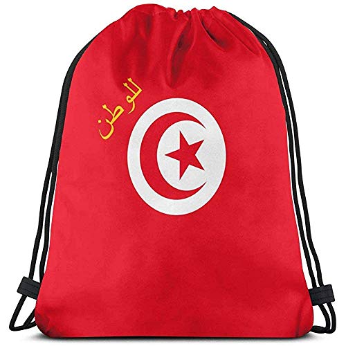 Hgfyef - Bolsa de hombro unisex con cordón para viajes, diseño de bandera de Túnez, mochila deportiva, gimnasio, yoga, bagmotion 6020