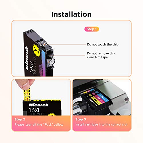 Hicorch 16XL Negro para Epson 16 XL Cartuchos de Tinta Compatible con Epson Workforce WF-2010 WF-2510 WF-2520 WF-2530 WF-2540 WF-2630 WF-2650 WF-2660 WF-2750 WF-2760 (6-Pack)