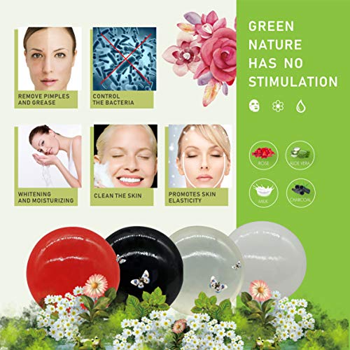 Hidratante Jabón Corporal Jabón Bar Colección Organic Rose, Aloe Vera, Leche, Carbón 100% natural Hecho con ingredientes orgánicos suaviza