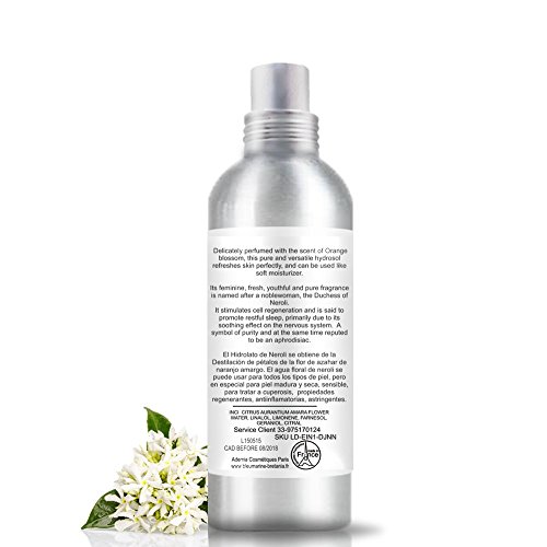 Hidrolato de Azahar Neroli 100 ml spray Agua Floral - Tónico para Piel Grasa Piel con Imperfecciones Piel Normal Piel Madura