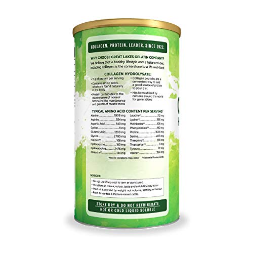 Hidrolizado de colágeno de gelatina de Great Lakes 454g (lata compatible con UK/EU)