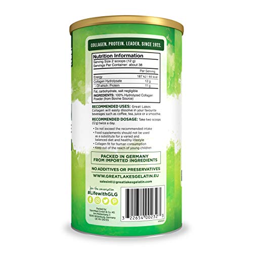 Hidrolizado de colágeno de gelatina de Great Lakes 454g (lata compatible con UK/EU)