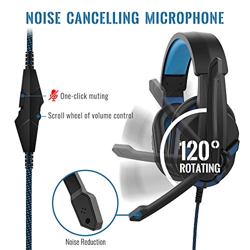 HIFI WALKER Cascos Gaming con Micrófono y Control de Volumen, Auriculares USB para PS4, Computadora Portátil, Tableta, PC