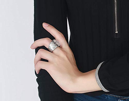 HIJONES Retro Anillo de Cristal Grande para Mujer Hombre Acero Inoxidable con Zirconia Cúbica Estilo de la Corte Real Blanco Tamaño 19