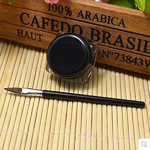 Hilai 1PC Impermeable Gel Eye Liner Gel Eyeliner Set Eyeliners Gel Marrón y Negro con Pincel Maquillaje Ceja Waterproof delineador de ojos en Gel Eyeliner (Negro, 0.18oz. / 5g)