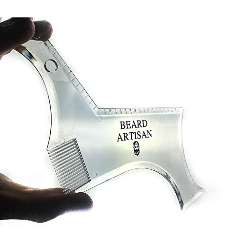 Hilai 1pc Plantilla para barba set de ayuda para el afeitado con peine para hombres la perilla el cuello plantilla para barba como utensilio para dar estilo a la barba plantilla(Transparente)