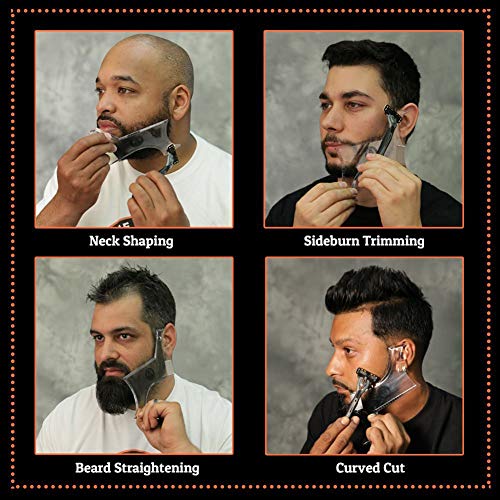 Hilai 1pc Plantilla para barba set de ayuda para el afeitado con peine para hombres la perilla el cuello plantilla para barba como utensilio para dar estilo a la barba plantilla(Transparente)