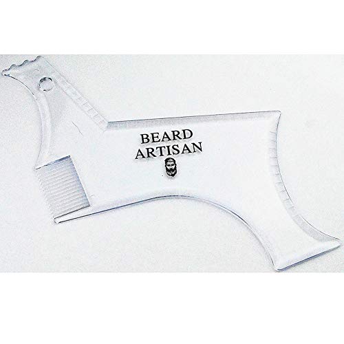 Hilai 1pc Plantilla para barba set de ayuda para el afeitado con peine para hombres la perilla el cuello plantilla para barba como utensilio para dar estilo a la barba plantilla(Transparente)