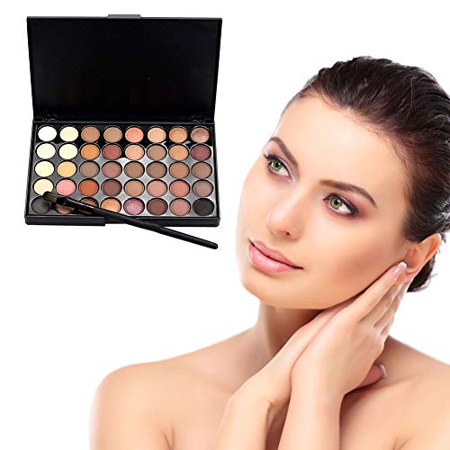 Hilai Cosmetic - Paleta de maquillaje de sombra de ojos mate con 40 colores + juego de brochas + cepillo inferior de cola de pez (A)