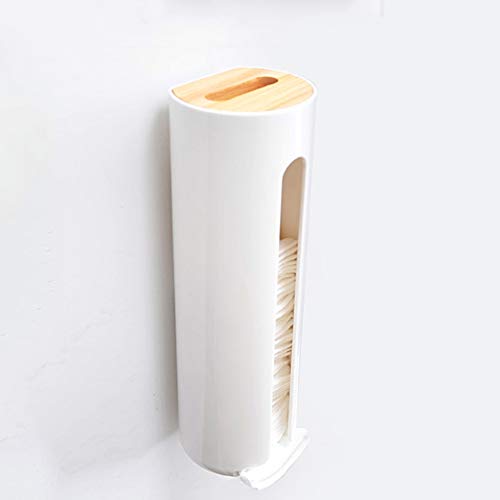 Hilai - Soporte de pared para cosméticos y almohadillas de algodón, dispensador con aperturas de fácil acceso