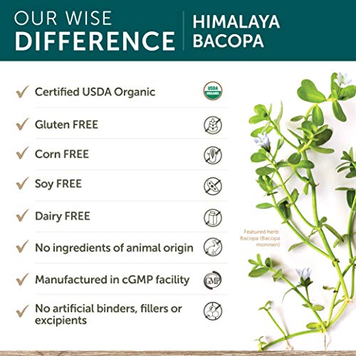 Himalaya Bacopa Monnieri/Brahmi | Suplemento Cerebral, Noótropo y Refuerzo Cerebral | Para el Enfoque Mental + la Memoria + la Claridad | 60 Tabletas, 750mg, 2 Meses de Suministro (2pack)