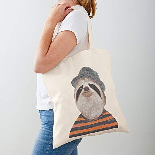 Hipster Groovy Sloth Rave Animal Party Tote Cotton Very Bag | Bolsas de supermercado de lona Bolsas de mano con asas Bolsas de algodón duraderas