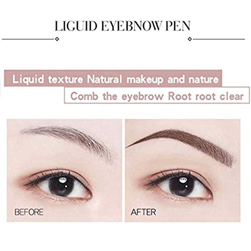 HIROCK Lápiz de cejas tatuaje impermeable Lápiz de cejas líquido Lápiz de cejas 4 tenedor Lápiz de maquillaje de larga duración de secado rápido (01# marrón oscuro)
