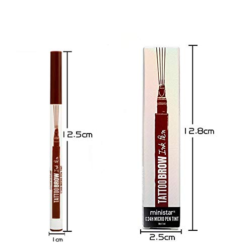 HIROCK Lápiz de cejas tatuaje impermeable Lápiz de cejas líquido Lápiz de cejas 4 tenedor Lápiz de maquillaje de larga duración de secado rápido (01# marrón oscuro)