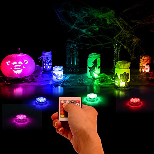 Hitopin Submersible LED Lights Remote Controlled Operated Wireless Multicolor Waterproof Underwater Submersible Led Lights for Pond, Party,Wedding, Vase Base, Christmas Home Lighting,Set of 4
