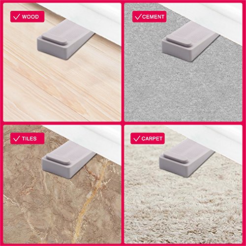 Hiveseen Topes para puertas, Cuña Puerta de Goma Non-scratching para Office Home, 9.5x4x2cm-4pcs(Gris)
