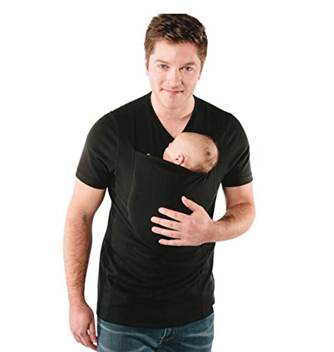 HKDFFC Hombres Canguro Porta Bebé Camiseta Papa Porta Bebé Ropa De Abrigo Lactancia Multifuncional Camiseta Cuello Redondo Informal De Ropa De Caballero,XXXL