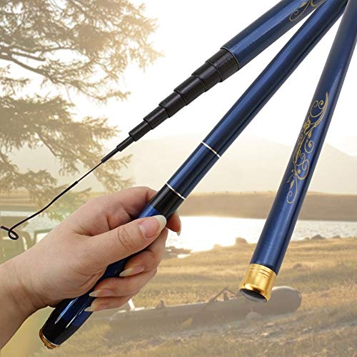 HKHJN 3,6 m 4,5 m 5,4 m 6,3 m 7,2 m caña de Pescar telescópica Azul de Ultra caña de Pescar de Fibra de Carbono Duro Carpa Pesca alimentador Mano Polo (Color : Blue, Size : 7.2 M)