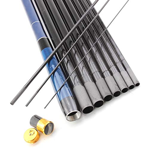 HKHJN 3,6 m 4,5 m 5,4 m 6,3 m 7,2 m caña de Pescar telescópica Azul de Ultra caña de Pescar de Fibra de Carbono Duro Carpa Pesca alimentador Mano Polo (Color : Blue, Size : 7.2 M)