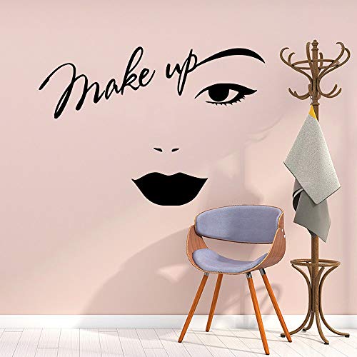 HNXDP Maquillaje Pegatina de pared Decoración de vinilo para niñas Dormitorio Salón de belleza Decoración Calcomanía Pegatinas de vinilo Mural Decorativo 57cmX81cm
