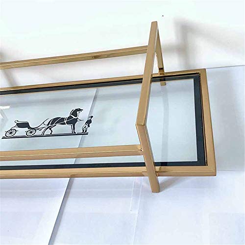 HO-TBO Bandeja de decoración, Joyería Bandeja Rectangular Decorativo del Metal del Oro del Espejo de cortesía Perfume Maquillaje cosmético Organizador Tabla Bandeja de Oro Atractivo y Conveniente