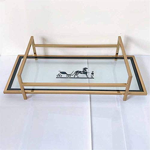 HO-TBO Bandeja de decoración, Joyería Bandeja Rectangular Decorativo del Metal del Oro del Espejo de cortesía Perfume Maquillaje cosmético Organizador Tabla Bandeja de Oro Atractivo y Conveniente