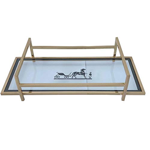 HO-TBO Bandeja de decoración, Joyería Bandeja Rectangular Decorativo del Metal del Oro del Espejo de cortesía Perfume Maquillaje cosmético Organizador Tabla Bandeja de Oro Atractivo y Conveniente